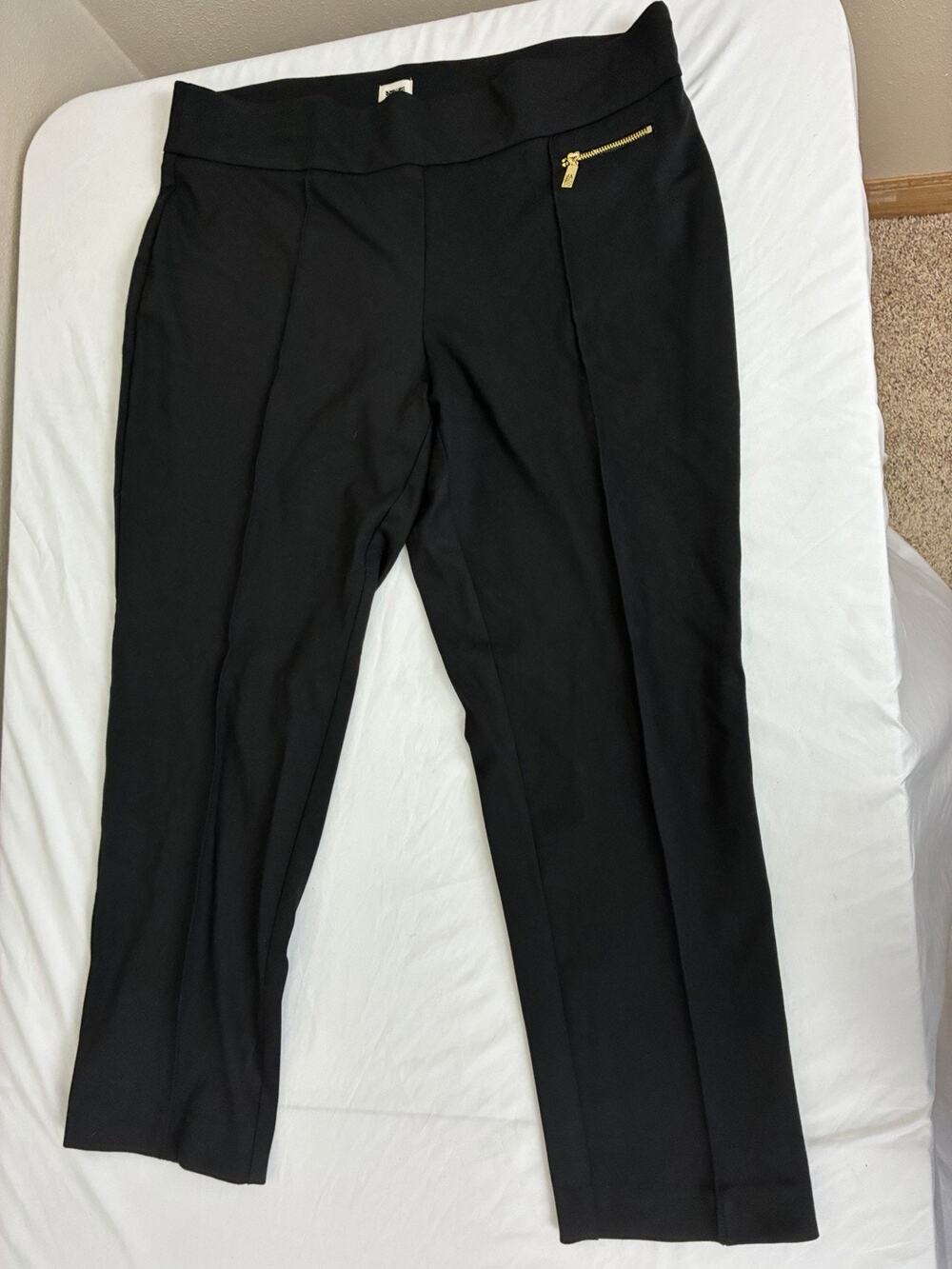 Anne Klein Womens Slim Ankle Pants Size Petite XL Black Elastic Waist